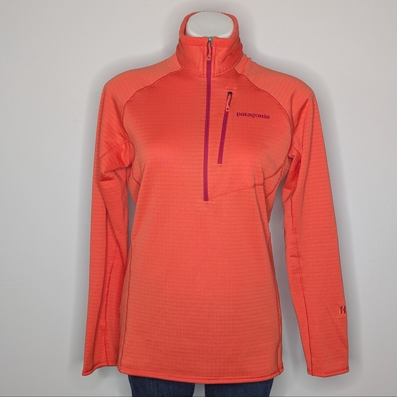 Patagonia Jackets & Blazers - Patagonia R1 Orange Pink Fleece Lined 1/2 Zip Pullover M